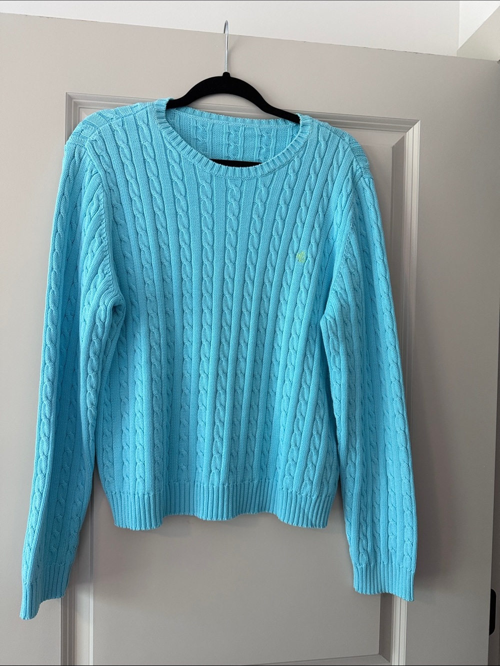 Lauren Ralph Lauren Aqua Cable-Knit Crewneck Sweater